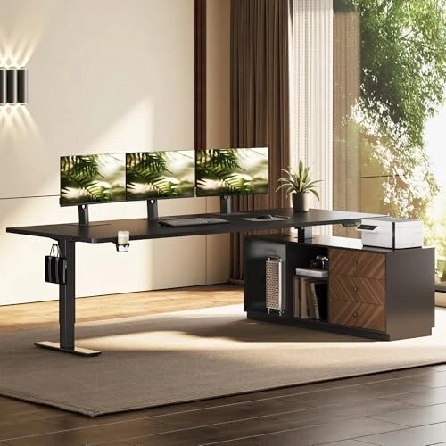 L-Shaped Standing Desk with Drawers — Standing Desk, FLEXISPOT