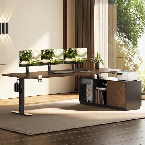 L-Shaped Standing Desk with Drawers — Standing Desk, FLEXISPOT
