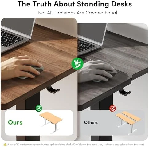 One-Piece Standing Desk 48 x 24 Electric Height Adjustable Computer Desk — Standing Desk, CubiCubi
