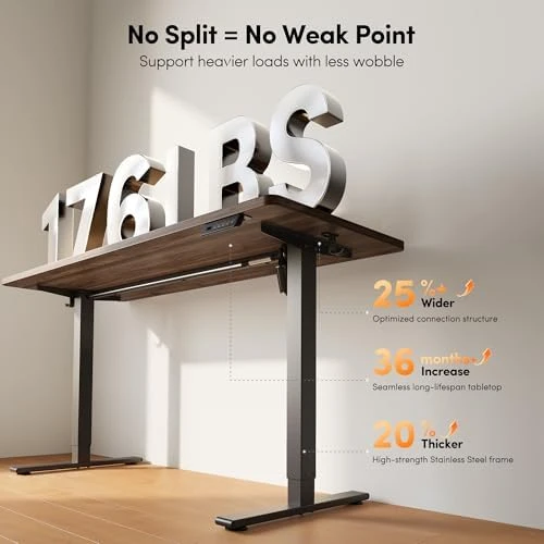 One-Piece Standing Desk 48 x 24 Electric Height Adjustable Computer Desk — Standing Desk, CubiCubi