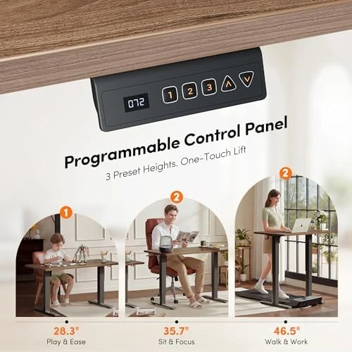 One-Piece Standing Desk 48 x 24 Electric Height Adjustable Computer Desk — Standing Desk, CubiCubi