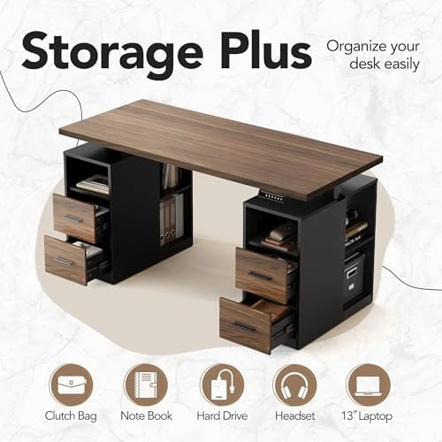Standing Desk with Drawers — Standing Desk, HUANUO