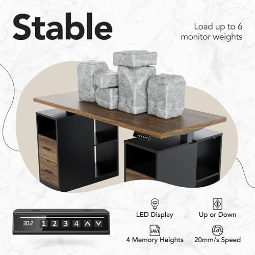 Standing Desk with Drawers — Standing Desk, HUANUO