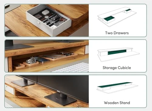 40 x 24 Inch Height Adjustable Electric Standing Desk with Double Drawer — Standing Desk, FEZIBO