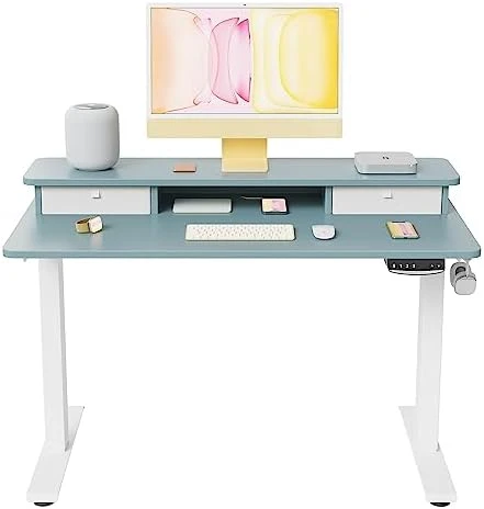 40 x 24 Inch Height Adjustable Electric Standing Desk with Double Drawer — Standing Desk, FEZIBO