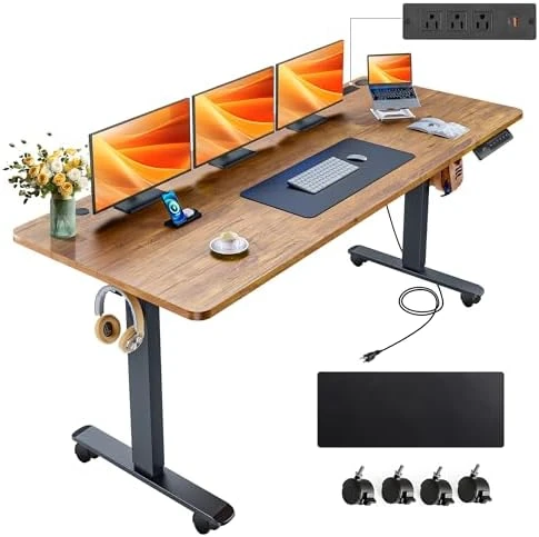48 x 24 inch Electric Standing Desk with Charging Station — Standing Desk, farexon
