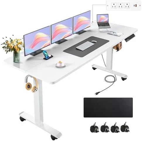 48 x 24 inch Electric Standing Desk with Charging Station — Standing Desk, farexon