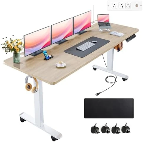 48 x 24 inch Electric Standing Desk with Charging Station — Standing Desk, farexon