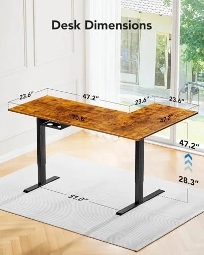 71x48 inch Dual Motor L Shaped Electric Standing Desk — Standing Desk, HUANUO