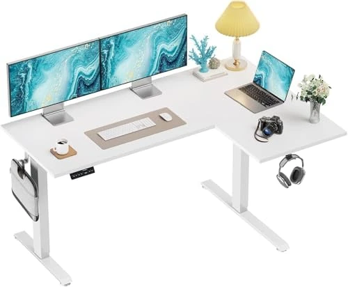 71x48 inch Dual Motor L Shaped Electric Standing Desk — Standing Desk, HUANUO