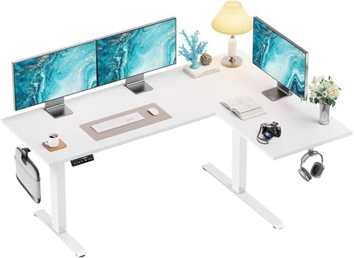 71x48 inch Dual Motor L Shaped Electric Standing Desk — Standing Desk, HUANUO
