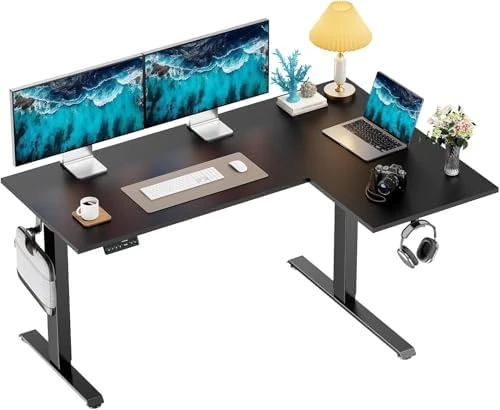 71x48 inch Dual Motor L Shaped Electric Standing Desk — Standing Desk, HUANUO