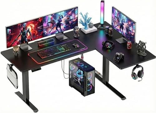 71x48 inch Dual Motor L Shaped Electric Standing Desk — Standing Desk, HUANUO