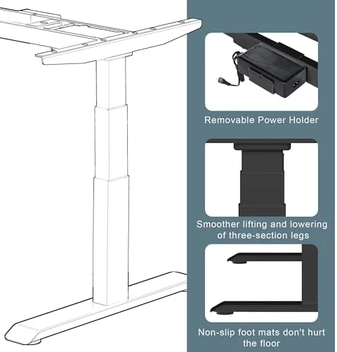 Dual Motor Electric Standing Desk Frame 3 Tier Legs Height Adjustable Handset with USB A+C Ports — Standing Desk, Fromann
