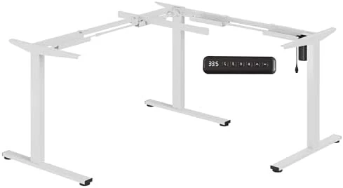 Electric Height Adjustable 3-Leg L Shaped Standing Desk Frame — Standing Desk, SANODESK