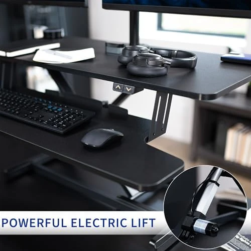 Electric Height Adjustable Standing Desk Converter with Dual Monitor Stand — Standing Desk, VIVO