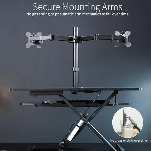 Electric Height Adjustable Standing Desk Converter with Dual Monitor Stand — Standing Desk, VIVO
