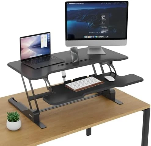 Electric Standing Desk Converter with 38" Tabletop — Standing Desk, Mount-It!