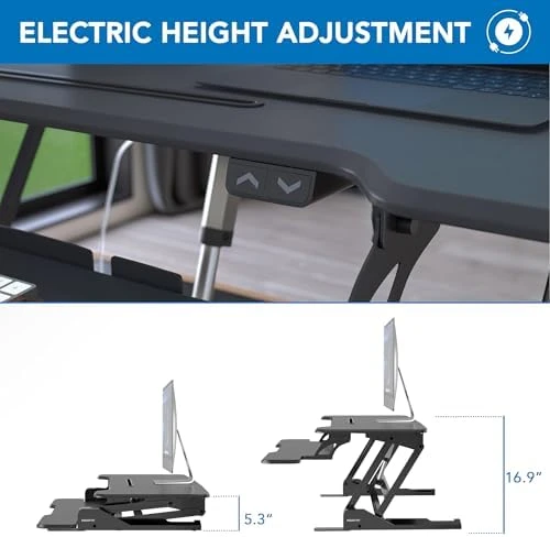 Electric Standing Desk Converter with 38" Tabletop — Standing Desk, Mount-It!