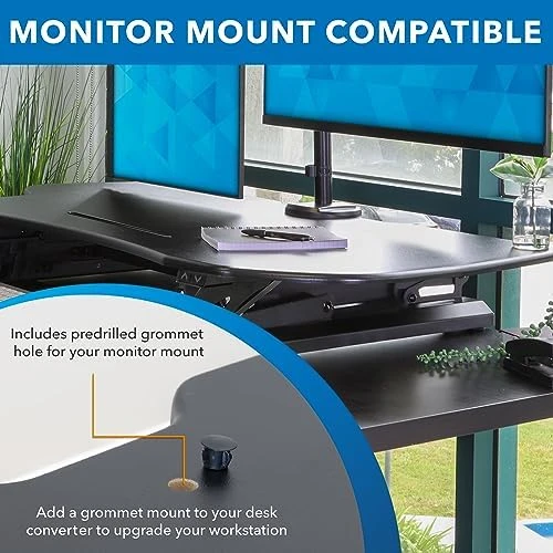 Electric Standing Desk Converter with 38" Tabletop — Standing Desk, Mount-It!