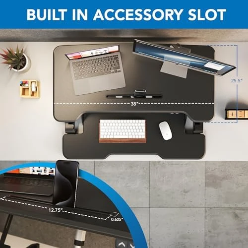 Electric Standing Desk Converter with 38" Tabletop — Standing Desk, Mount-It!