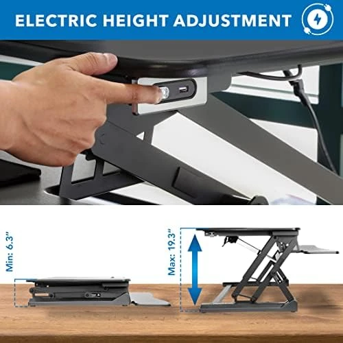 Electric Standing Desk Converter with Dual Monitor Arms — Standing Desk, Mount-It!