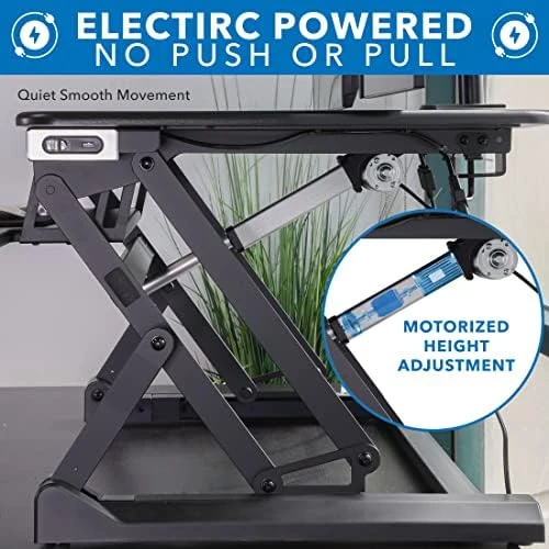 Electric Standing Desk Converter with Dual Monitor Arms — Standing Desk, Mount-It!