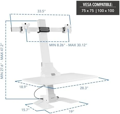 Electric Standing Desk Converter with Dual Monitor Mounts — Standing Desk, Mount-It!