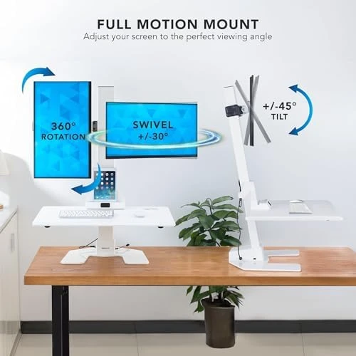 Electric Standing Desk Converter with Dual Monitor Mounts — Standing Desk, Mount-It!