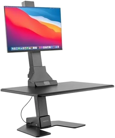 Electric Standing Desk Converter with Dual Monitor Mounts — Standing Desk, Mount-It!