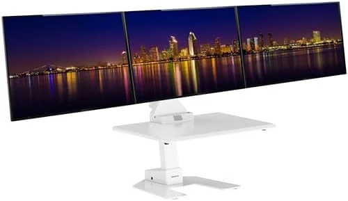 Electric Standing Desk Converter with Dual Monitor Mounts — Standing Desk, Mount-It!