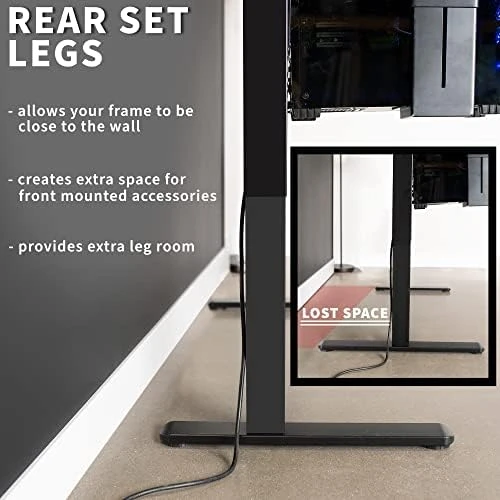 Electric Standing Desk Frame, Rear-Set Legs — Standing Desk, VIVO