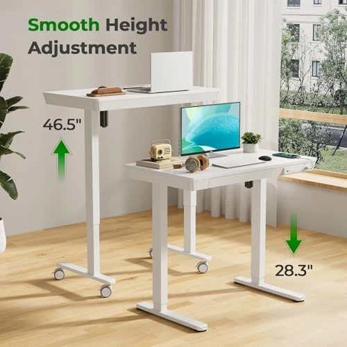 Electric Standing Desk with Drawer, 35" x 20" Whole Piece Tabletop, Height Adjustable Desk with Storage & USB Ports — Standing Desk, JYLH JOYSEEKER