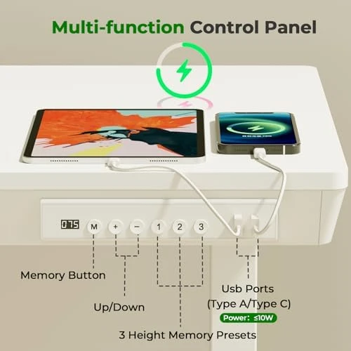 Electric Standing Desk with Drawer, 35" x 20" Whole Piece Tabletop, Height Adjustable Desk with Storage & USB Ports — Standing Desk, JYLH JOYSEEKER
