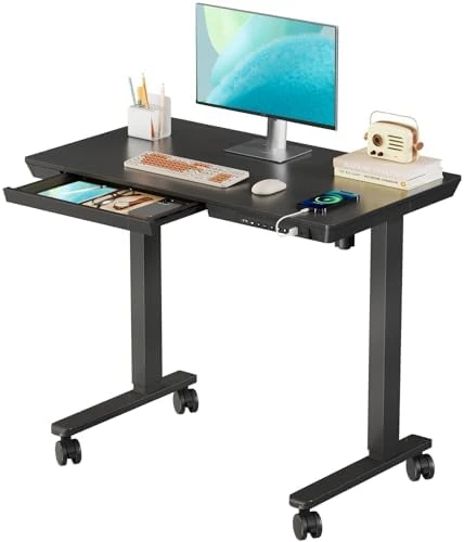 Electric Standing Desk with Drawer, 35" x 20" Whole Piece Tabletop, Height Adjustable Desk with Storage & USB Ports — Standing Desk, JYLH JOYSEEKER