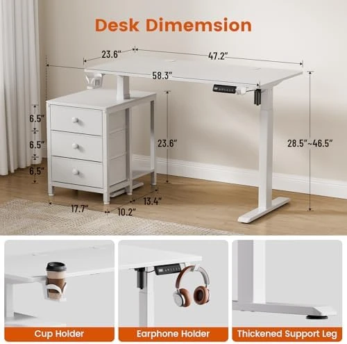 Electric Standing Desk with Drawers — Standing Desk, REAHOME