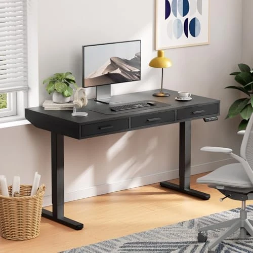 Electric Standing Desk with Drawers — Standing Desk, HUANUO