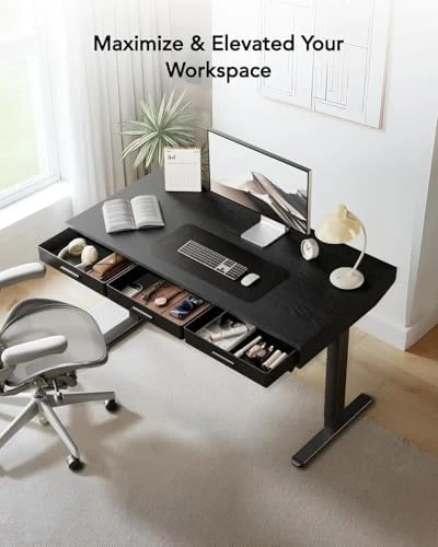 Electric Standing Desk with Drawers — Standing Desk, HUANUO