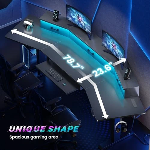 Electric Standing Gaming Desk with Drawers and LED Lights — Standing Desk, SEDETA