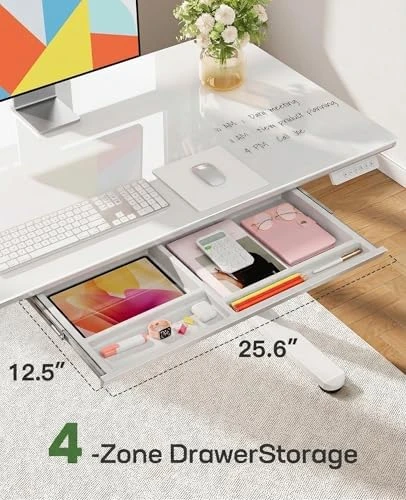 Glass Standing Desk with Drawer — Standing Desk, Marsail