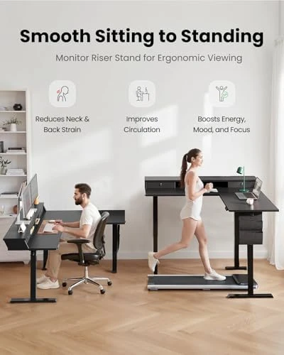 L Shaped Electric Standing Desk with Drawers — Standing Desk, ErGear