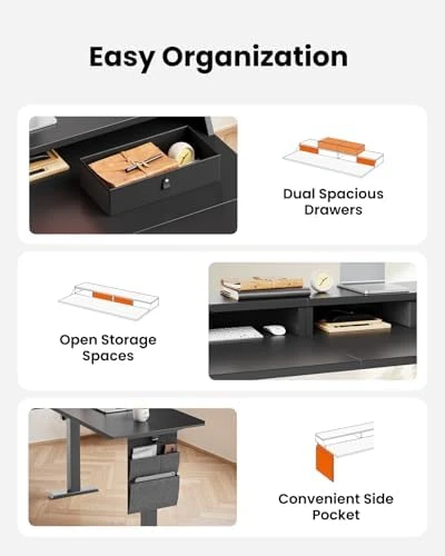 L Shaped Electric Standing Desk with Drawers — Standing Desk, ErGear