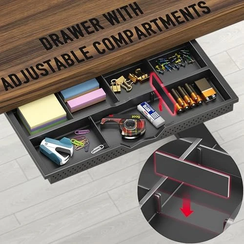 Mobile Electric Height Adjustable Sit to Stand Desk with Drawer, Hanging Hooks and Cable Management — Standing Desk, Visit the SHW Store