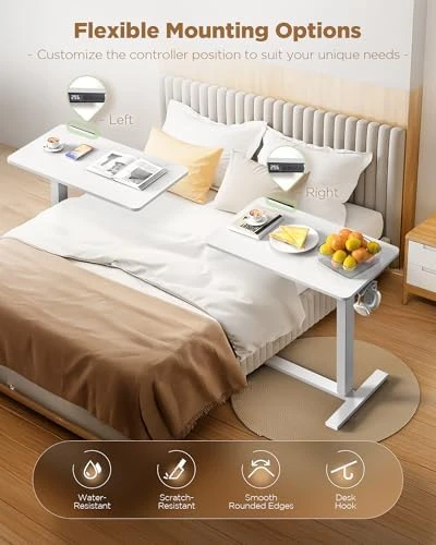 Overbed Bedside Table with Wheels, Electric Standing Desk Adjustable Height — Standing Desk, YOLEZO