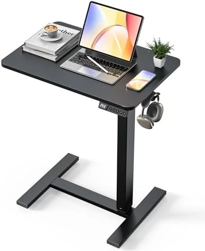 Overbed Bedside Table with Wheels, Electric Standing Desk Adjustable Height — Standing Desk, YOLEZO