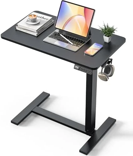 Overbed Bedside Table with Wheels, Electric Standing Desk Adjustable Height — Standing Desk, YOLEZO