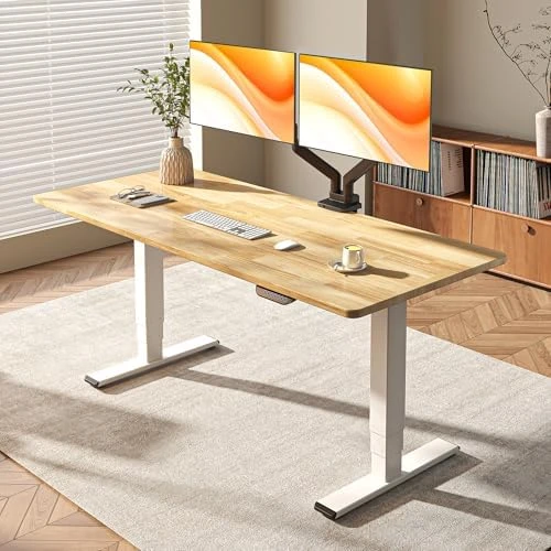 Solid Wood Dual Motor Standing Desk — Standing Desk, FLEXISPOT