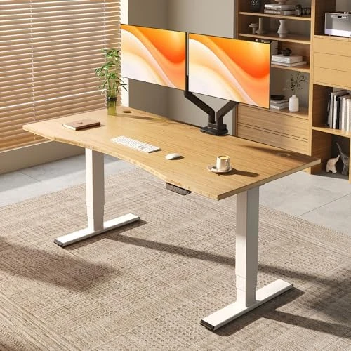Solid Wood Dual Motor Standing Desk — Standing Desk, FLEXISPOT