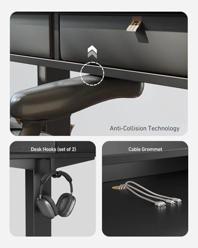 48" x 24" Standing Desk with Drawers, Height Adjustable Electric Workstation, Computer Sit Stand Up Table with Large... — Standing Desk, CubiCubi