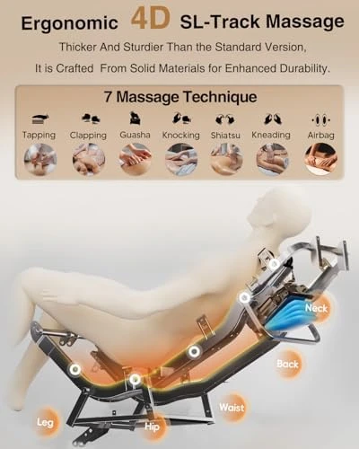4D Massage Chair Full Body, 24 Modes Zero Gravity SL-Track Shiatsu Recliner — Massage Chairs, BOSSCARE